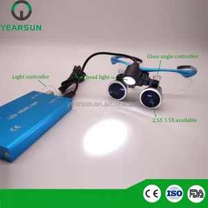 Gafas quirúrgicas de aumento ajustable, lupas dentales con luz led, 3,5x 2,5x