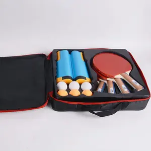 Fabriek Op Maat Geleverde Ping Pong Paddles Set, Intrekbaar Net,4 Rackets, 8 Ballen, Premium Tafeltennis Racket Sets Voor In/Outdoor