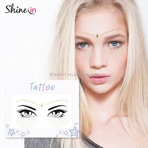 Tùy Chỉnh Trán Mặt Tattoo Sticker Không Thấm Nước Lá Vàng Tạm Thời Boho Kim Loại Henna Hình Xăm