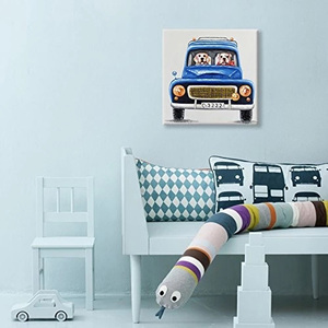 ภาพพิมพ์ 3 มิติ - ภาพวาดตกแต่งผนัง<span class=keywords><strong>รูป</strong></span>สัตว์แบบ<span class=keywords><strong>วาด</strong></span>มือ ภาพสุนัขในรถ งานศิลปะบนผ้าใบสำหรับพิมพ์สำหรับห้องเด็ก - Product Image 3