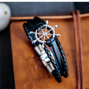 <span class=keywords><strong>Bracelet</strong></span> en <span class=keywords><strong>cuir</strong></span> synthétique pour hommes, accessoire de mode, en alliage de zinc, gouvernail, produit en <span class=keywords><strong>cuir</strong></span> PU - Product Image 3