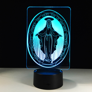 Lámpara Led para Dormir de la Virgen María, ilusión Visual 3D con degradado de 7 colores, para dormitorio de niños, decoración del hogar, regalos de <span class=keywords><strong>buena</strong></span> <span class=keywords><strong>suerte</strong></span> - Product Image 2