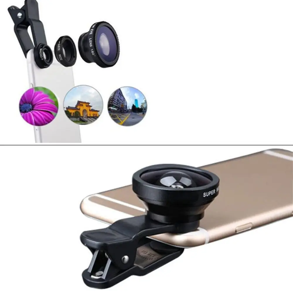 OEM Dukungan 3-In-1 Wide Angle Makro Fisheye Lensa Kamera Kit Ponsel Mata Ikan Lensa klip 0.67x untuk Semua Ponsel
