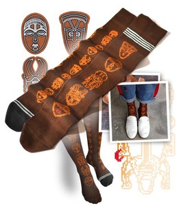 Personnaliser Logo fantaisie hommes rayures colorées éponge chaude pieds Fuzzy genou haute lourd laine chaussettes - Product Image 4