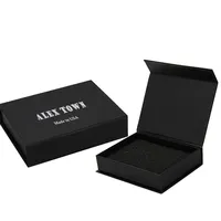 Black Magnetic Box Clothes Packaging Luxury Rigid Cardboard Gift Box with Foam Insert Packaging for Perfume Bottle Knife Glass