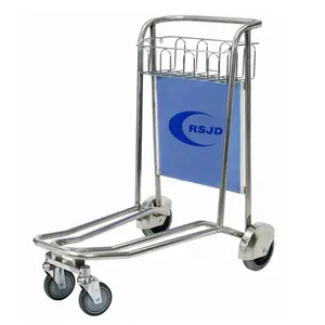 4 wheel stainless steel braked airport equipment trolley with brake