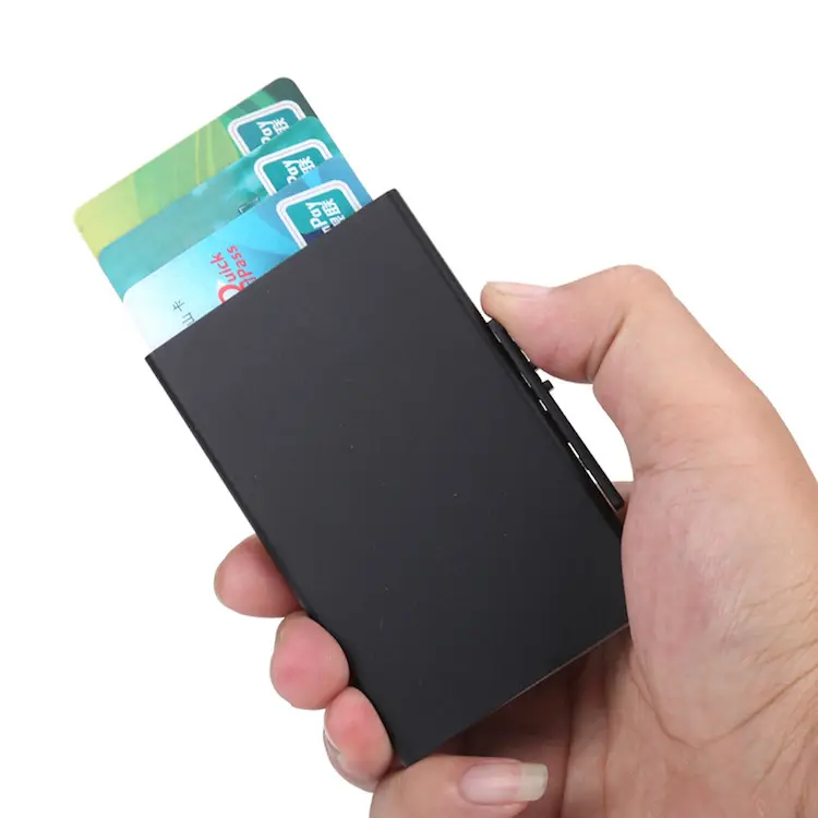 RFID 차단 알루미늄 신용 카드 홀더 지갑 슬림 팝업 카드 지갑 최고의 미니멀리스트 비즈니스 지갑
