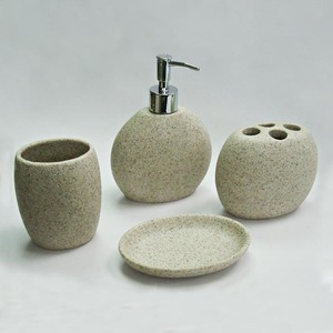 Juego completo de decoración de baño de poliresina de mármol ovalado - Product Image 1