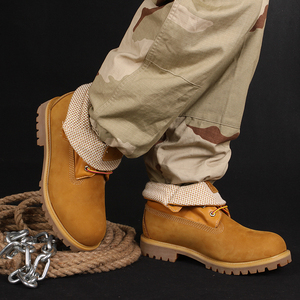Venta al por mayor hombre Boot Classic de cuero nobuck amarilla y tela de arranque botas de acero bota de trabajo - Product Image 1