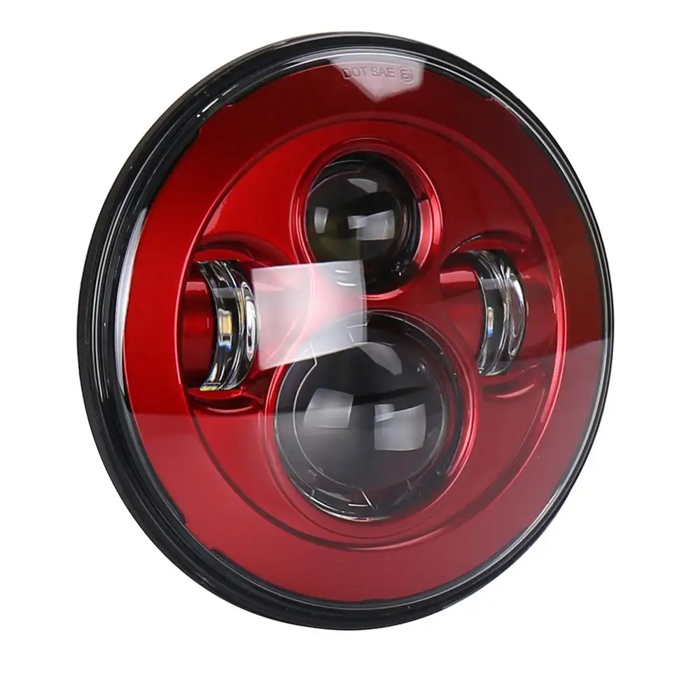 OVOVS Auto Lighting Systems 12V 7 Zoll rote LED-Scheinwerfer für Jeep Wrangler JK JL Lada Niva 4x4 Urban