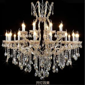 RM3221 Factory price large gold glass candle light crystal chandelier for hotels wedding decoration modern chinese lamps