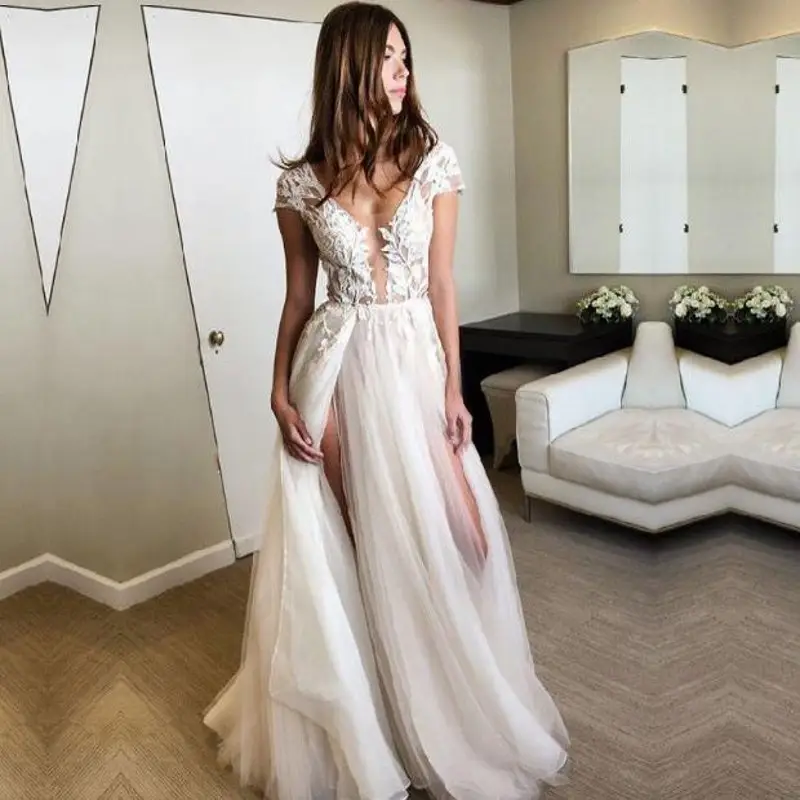 Nueva Tela De Encaje Nupcial Marfil Con Tela De Encaje De Red Con Cuentas  Para Vestido De Novia HY1154