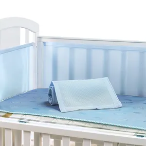 접이식 3 색 일회용 통기성 모슬린 커버 메쉬 유아용 침대 아기 범퍼