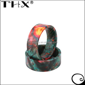 Bague d'anniversaire de mariage en bois Staypak, couleur personnalisable disponible : vert et rouge <span class=keywords><strong>feu</strong></span>, bague en bois uni - Product Image 3