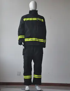 Aramid EN469 Seragam Pemadam Kebakaran, Pakaian Setelan Tahan Api Pemadam Kebakaran