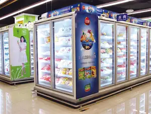 Vitrina de vidrio usada para congelador, gran oferta, para supermercado