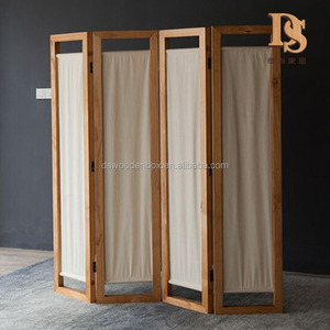 4 Panel Folding Room Divider Với Vải Inlay Màn Hình Bằng Gỗ - Product Image 2