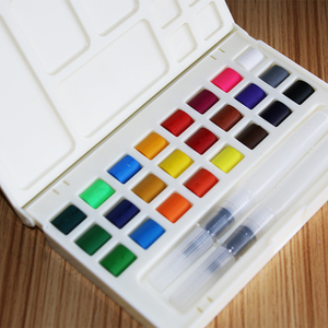 Juego de 24 pinturas de acuarela de colores sólidos con pincel de regalo - Product Image 3
