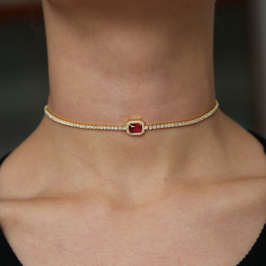 Arcobaleno birthstone cz collana girocollo da sposa tennis cz catena splendida moda alla moda europea <span class=keywords><strong>donna</strong></span> eleganza collare catena - Product Image 4