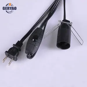 Customized USA Canada approved 2 pin plug SPT 1 SPT 2 flexible cord 305 push switch E12 lamp base cable assembly