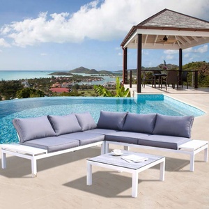 en forma de L moderno barato Patio sofá seccional <span class=keywords><strong>muebles</strong></span> al aire libre jardín aluminio salón esquina sofá conjunto en venta - Product Image 1