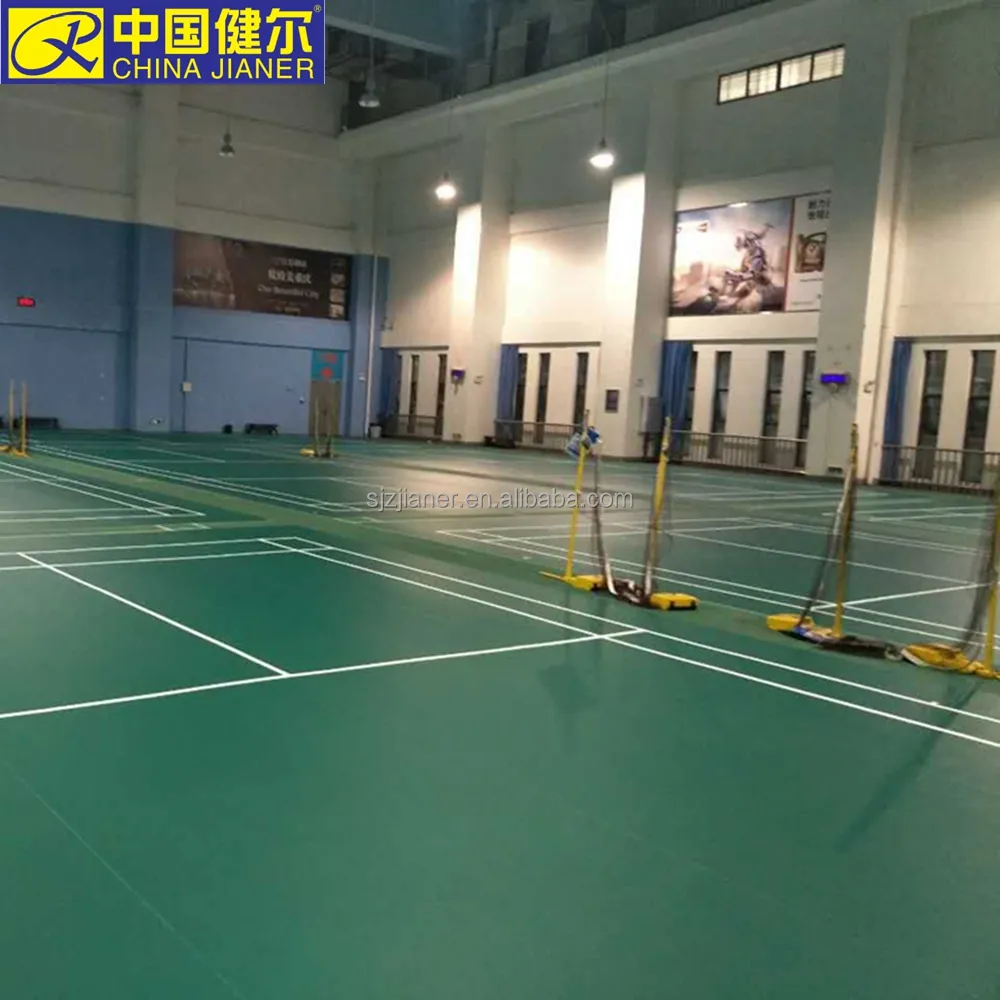 Jianer piso dobrável de plástico, piso de plástico de qualidade com mesmo nível, gerflor de badminton, esportes e pisos intertraváveis pp