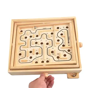 Wholesale adult leisure toys Children Labyrinth toy 36 wooden desktop maze game