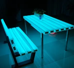 Silla de plástico para parque al aire libre, asiento de Banco LED con cambio de 16 colores