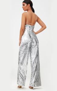 Moda Senza Maniche Sexy Profondo Scollo A V Elegante Donne di Forma Fisica di <span class=keywords><strong>Argento</strong></span> Con Paillettes <span class=keywords><strong>Tuta</strong></span> - Product Image 4