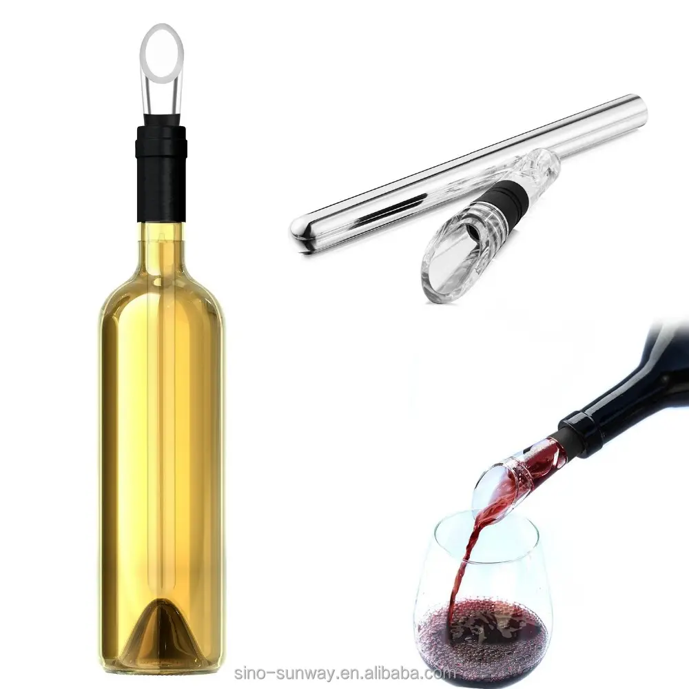 Wine Bottle Cooler Stick Thép Không Gỉ Tủ Đông Với Aerator Và Nhỏ Giọt Miễn Phí Rót Rượu Làm Lạnh Bộ Phụ Kiện