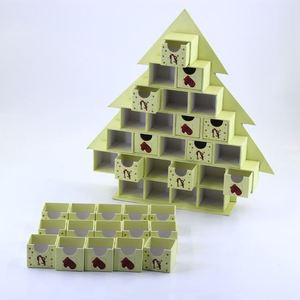 Custom blank advent calend box Storage Decorative Tree Shaped Paper Cardboard Packaging Christmas advent calendar Gift Box