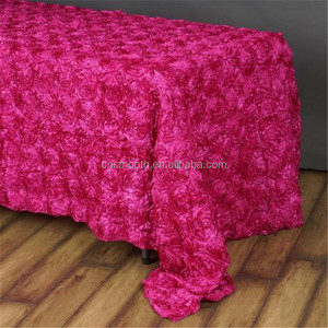 Wedding Decoration 3D Rosette Satin <strong>Table</strong> Cloth <strong>Dining</strong> Rectangle <strong>Table</strong> <strong>Cover</strong> - Product Image 4