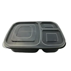 Bestseller 3 Compartiment Herbruikbare Voedsel Plastic Maaltijd Prep Container Met Deksels, Magnetron Veilig Plastic Bento Lunchbox