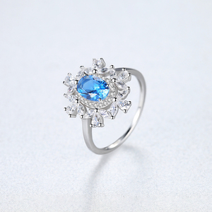 CZCITY anelli di fidanzamento con gemme di <span class=keywords><strong>topazio</strong></span> <span class=keywords><strong>blu</strong></span> cielo da donna di lusso in argento Sterling 925 - Product Image 4