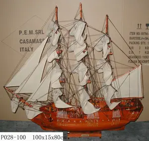Wooden Pirate Ship Model, Red 100x15x80cm, Decorative Gunboat Model, Hand Craft Sailboat yacht vessel war boat replic model