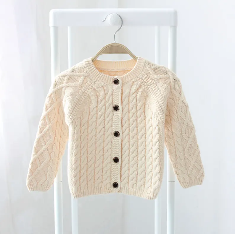 2023 ODM&OEM Customized Cable Kids Cardigan Sweaters Knitting Baby Cashmere Sweater