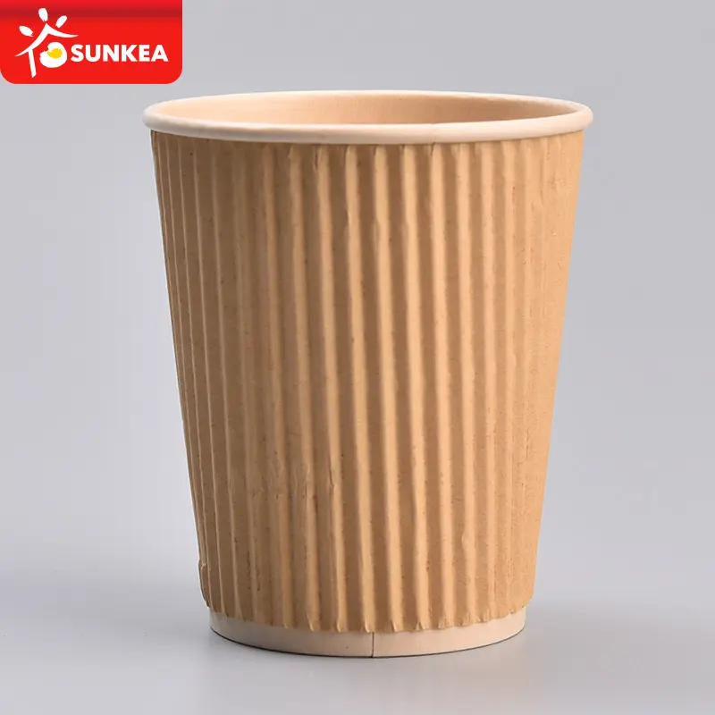 Custom LOGO Bio-degradable Disposable Bamboo Fiber Pulp PLA Coating Coffee Cardboard Paper Cup