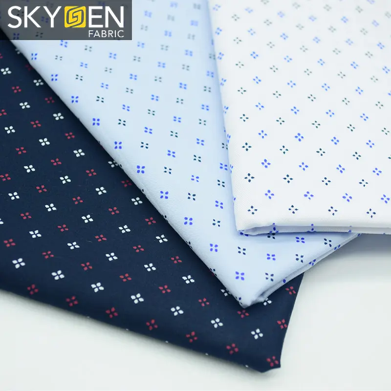 Skygen-tela de sarga para camisa de hombre, tejido 100% algodón, sedoso, floral, satén, venta al por mayor