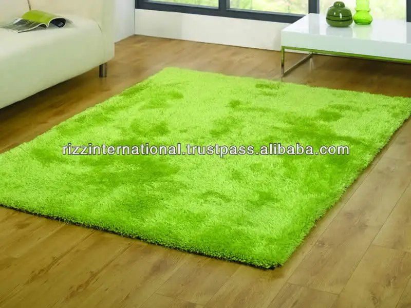 Высококачественный ворсистый коврик из зеленого шелка, индийский ручной работы