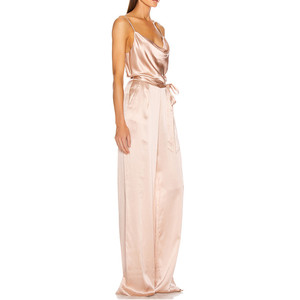 De satén sin mangas cintura corbata Oficina casual mujer <span class=keywords><strong>mono</strong></span> de una sola pieza con pantalones largos - Product Image 3