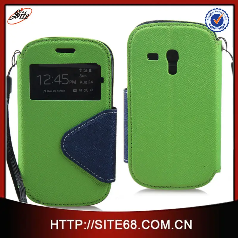 Proveedor de China Caliente-Venta Moda TPU+Cuero Celular Funda Estuche Protector Forro Flip Cover S4 Mini