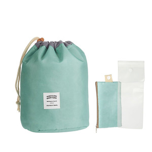 Custom Big Capacity Round Bucket <strong>Drawstring</strong> Travel Flamingo Cactus <strong>Toiletry</strong> Makeup Cosmetic Organizer <strong>Bag</strong> - Product Image 1