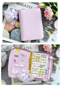 Zipper Planner Organizer A5 A6 6 Nhẫn Binder Danh Mục Đầu Tư Với Chấm Bi Vàng Dập Nổi - Product Image 2
