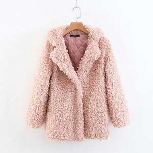 Giacca Corta Invernale da <span class=keywords><strong>Donna</strong></span> in Lana di Pecora Riccia con Motivo a Quadri, Cerniera e Pelliccia Sintetica, Calda e Morbida - Product Image 5