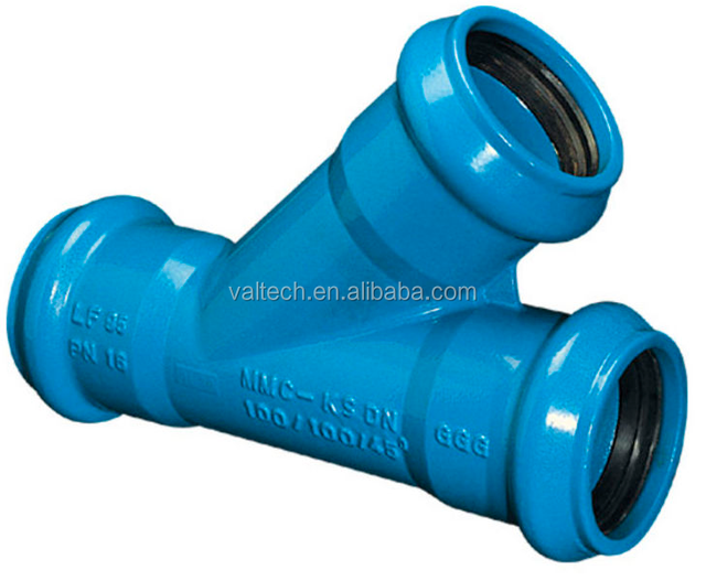 Water Pipeline PVC Fittings Ductile Iron DI Y 45 Degree Socket Tee