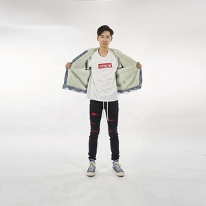 DiZNEW Men Vintage Relax Fit Thick Fleece <strong>Sherpa</strong> Lined <strong>Denim</strong> Jean <strong>Jacket</strong> - Product Image 4