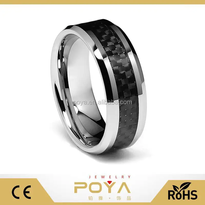 POYA ювелирные изделия 8 мм черное углеродное волокно инкрустация мужской вольфрамовый свадебный браслет