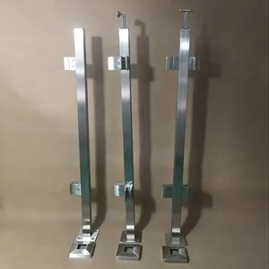 Stainless Steel Railing Systems Square End Post with Square Glass Clamps