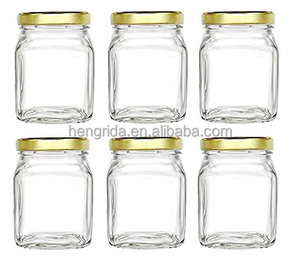 Pot en verre carré avec couvercles en or, pour confiture, stockage de aliments de bébés, <span class=keywords><strong>épices</strong></span> magnétiques à faire soi-même, pour cadeaux de mariage - Product Image 3