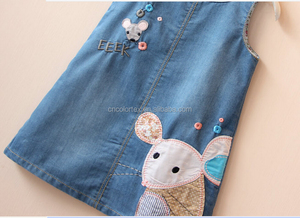 Nuovo <span class=keywords><strong>vestito</strong></span> <span class=keywords><strong>da</strong></span> bambina in Denim con <span class=keywords><strong>topo</strong></span> ricamato pagliaccetti estivi <span class=keywords><strong>da</strong></span> bambina senza maniche per neonato - Product Image 2